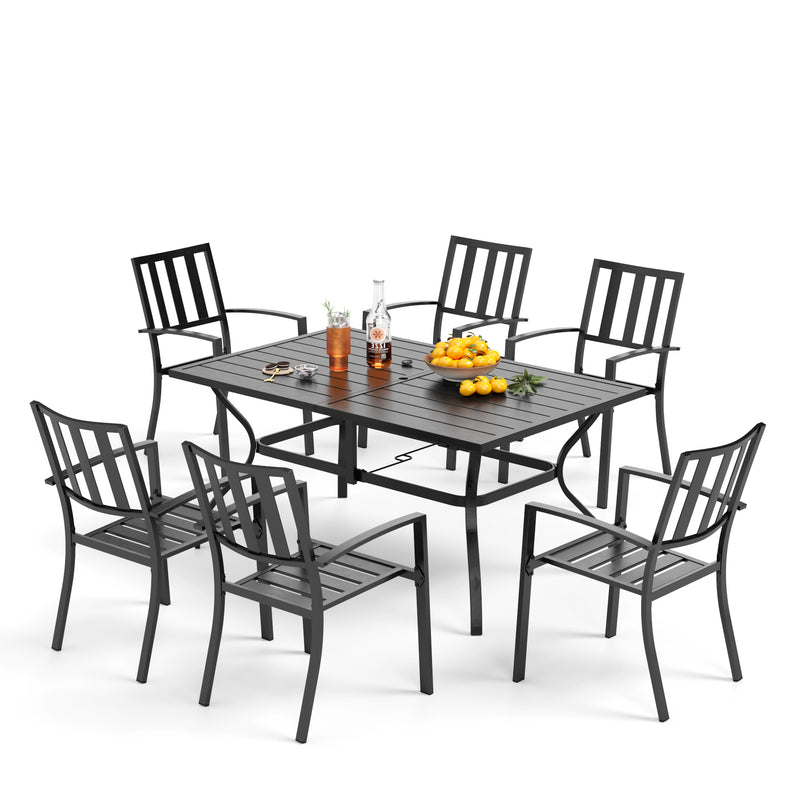 7-Piece Patio Dining Set with Stackable Chairs for Balcony, Porch PHI VILLA