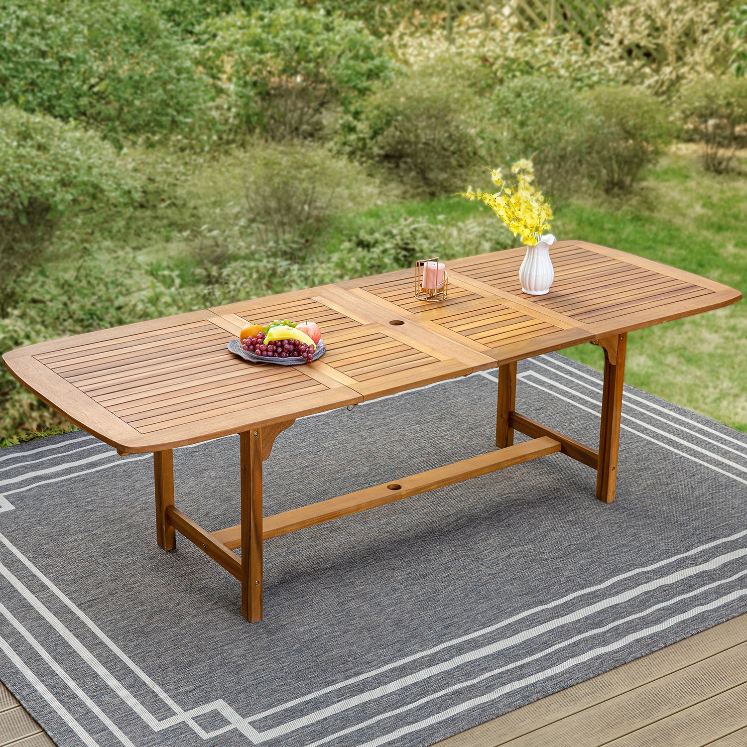 Outdoor Expandable Wood Dining Table by Acacia Wood