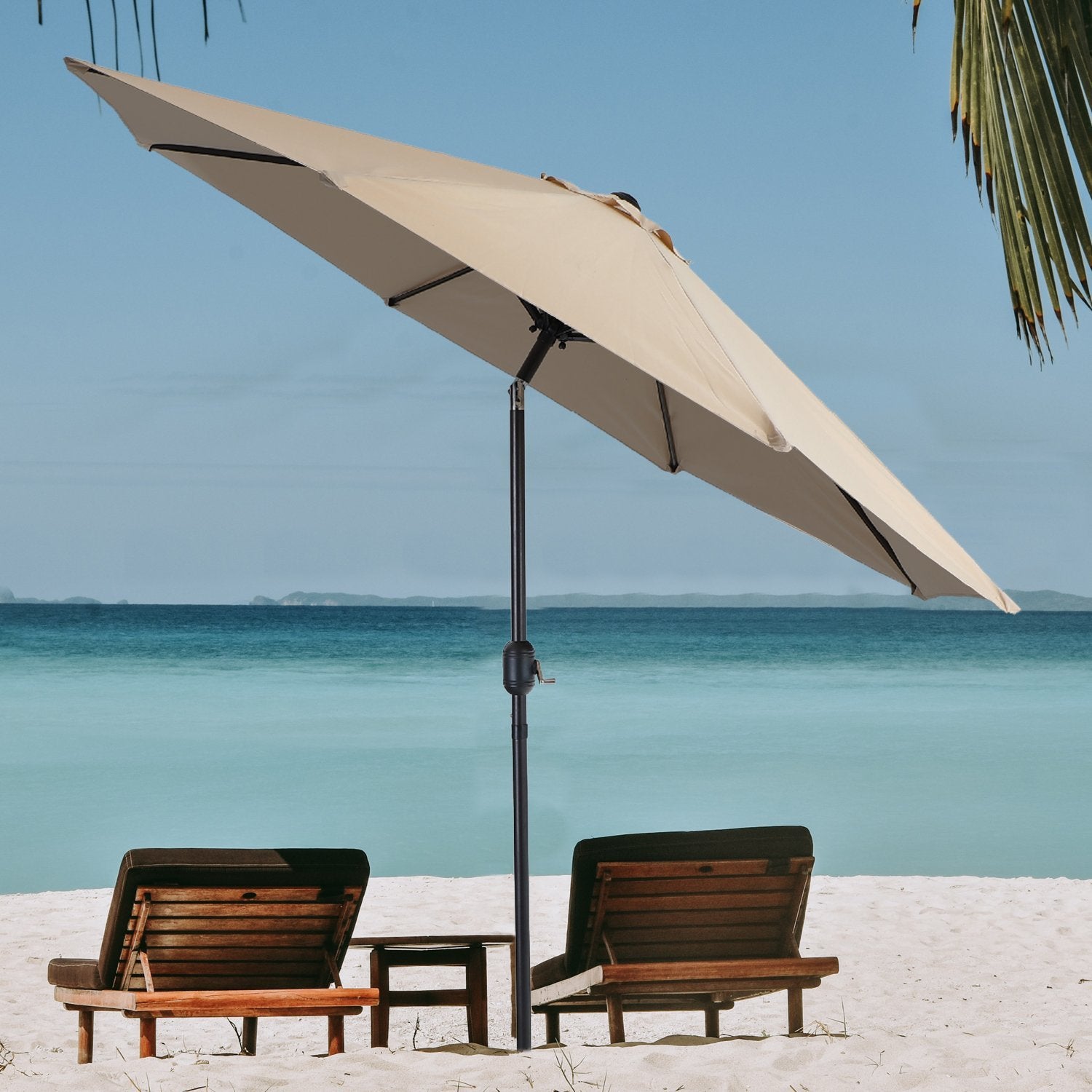 9ft Manual-tilted Outdoor Umbrella with Crank Handle 9ft Manual-tilted Outdoor Umbrella with Crank Handle