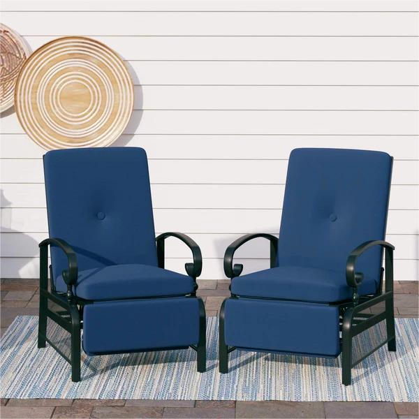 PHI VILLA Metal Adjustable Relaxing Recliner Lounge Chair with Cushion
