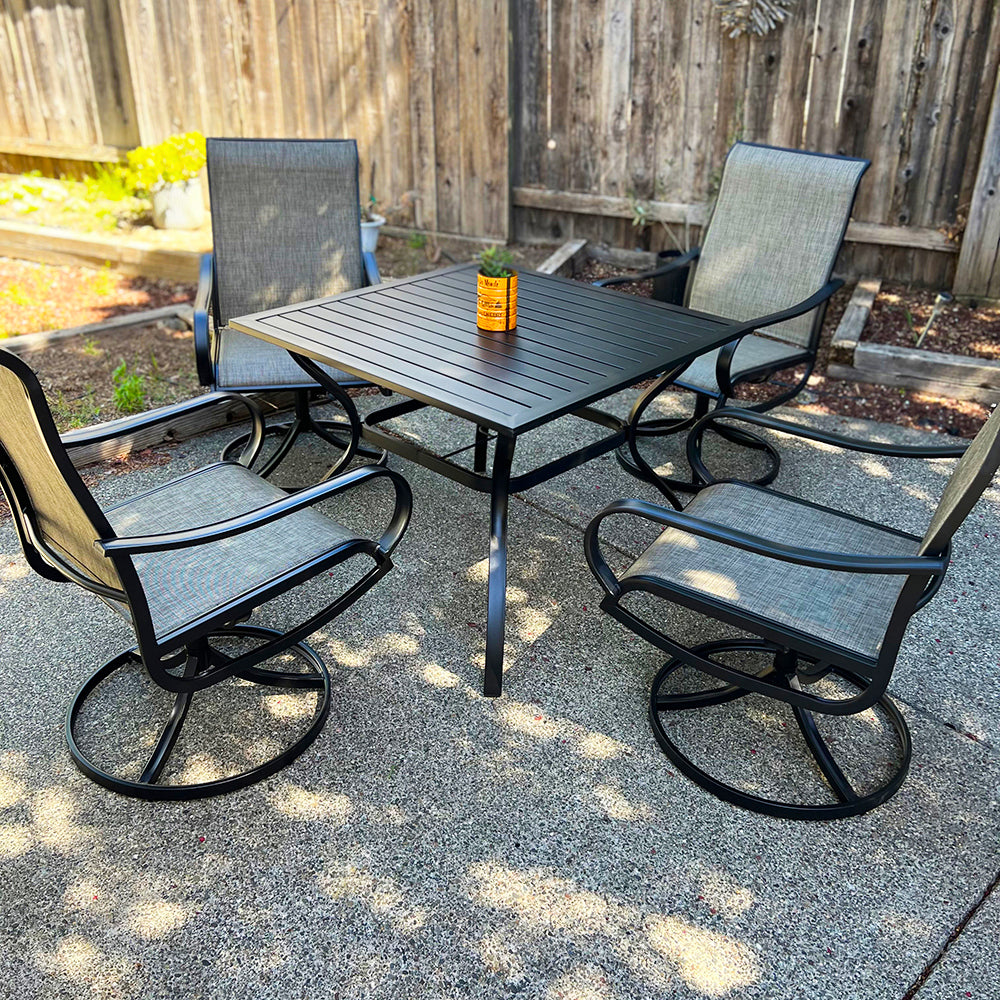 Phi Villa Swivel Metal Patio Chairs 5-Piece Patio Dining Set With