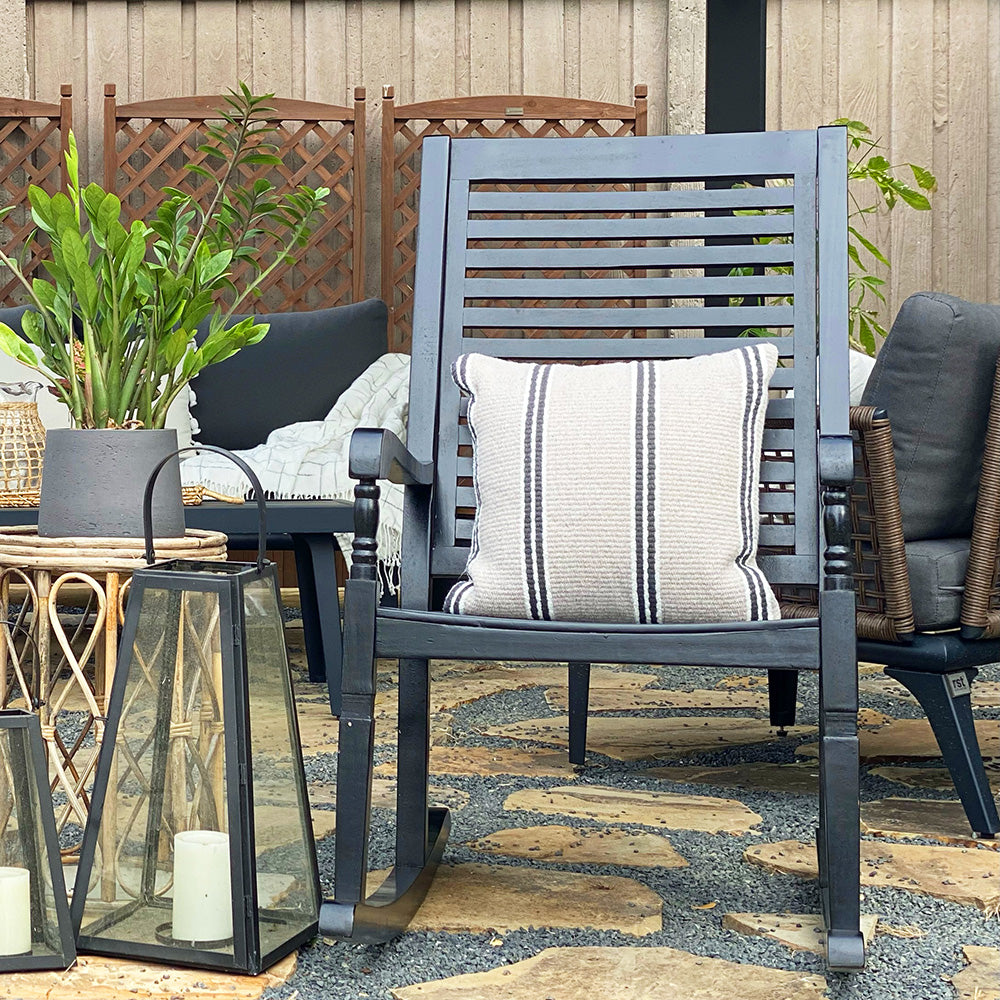 Maison Arts Outdoor 1 Piece Acacia Wood Rocking Chair Black