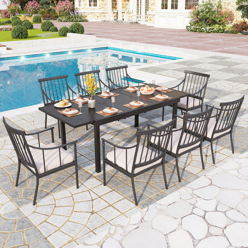 PHI VILLA 7-piece / 9-piece Outdoor Dining Set With Adjustable Table & Fashionable Dining Arm Chairs
