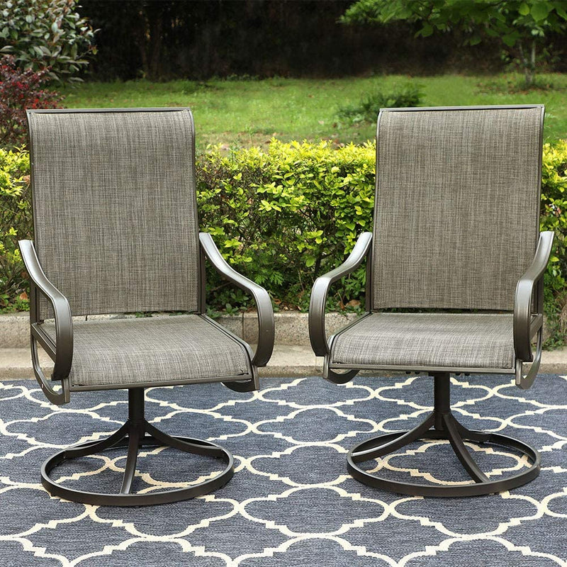 Swivel 2-Piece Patio Dining Chair for Porch,Deck,Backyard with Brown Frame,PHI VILLA