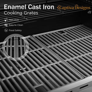 Patio Propane Grill BBQ with 4 x 8000 BTU Burners and 10,000 Side Burner-Captiva Designs