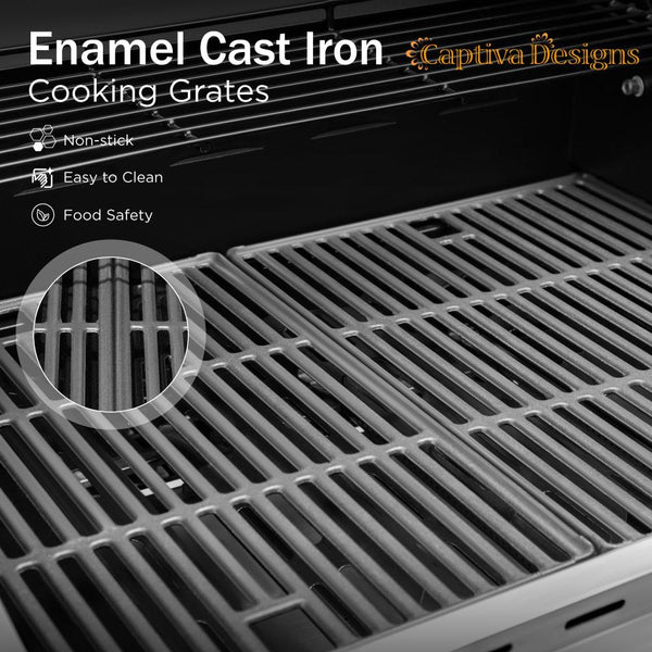 Patio Propane Grill BBQ with 4 x 8000 BTU Burners and 10,000 Side Burner-Captiva Designs