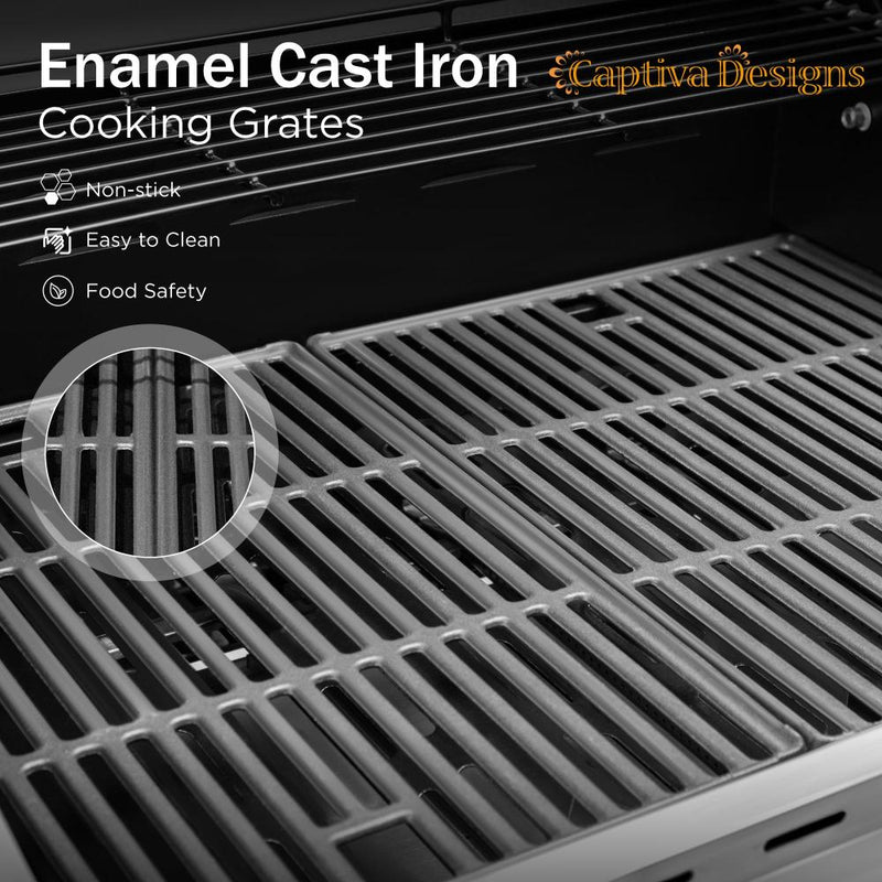 Patio Outdoor Propane Gas Grill BBQ with 4 x 8000 BTU Grilling Burners and 10,000 Side Burner-Captiva Designs