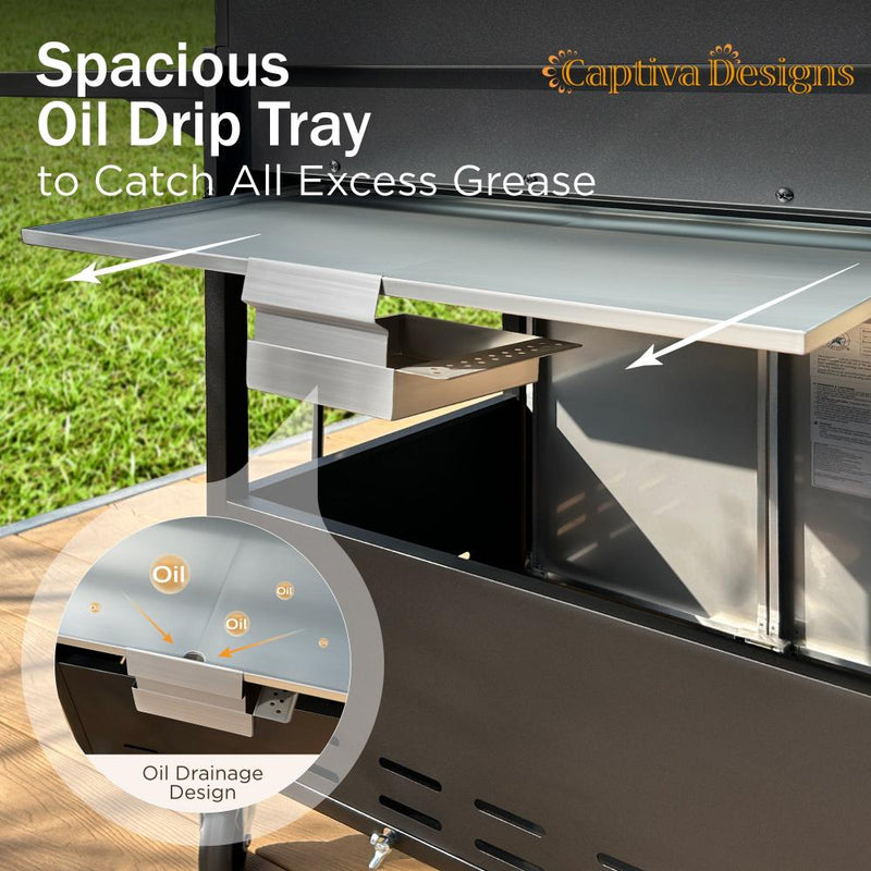 Patio Outdoor Propane Gas Grill BBQ with 4 x 8000 BTU Grilling Burners and 10,000 Side Burner-Captiva Designs