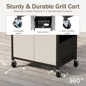 Patio Propane Grill BBQ with 4 x 8000 BTU Burners and 10,000 Side Burner-Captiva Designs