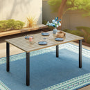 PHI VILLA Patio Wood-Like Rectangle Steel Dining Table