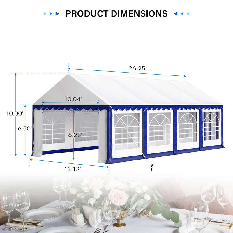 Phi Villa 26'X13' Heavy Duty Party Tent Wedding Event Shelter with Removable Sidewalls