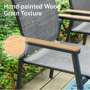 PHI VILLA Outdoor Aluminum Stackable Textilene  Sling Chairs