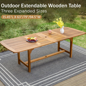 7/9-Pcs Wooden Outdoor Dining Set with Expandable Table for Garden