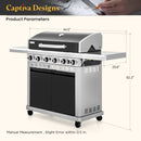 6-Burner Gas BBQ Patio Grill with Griddle and Side Burner 42,000 BTU-Captiva Designs