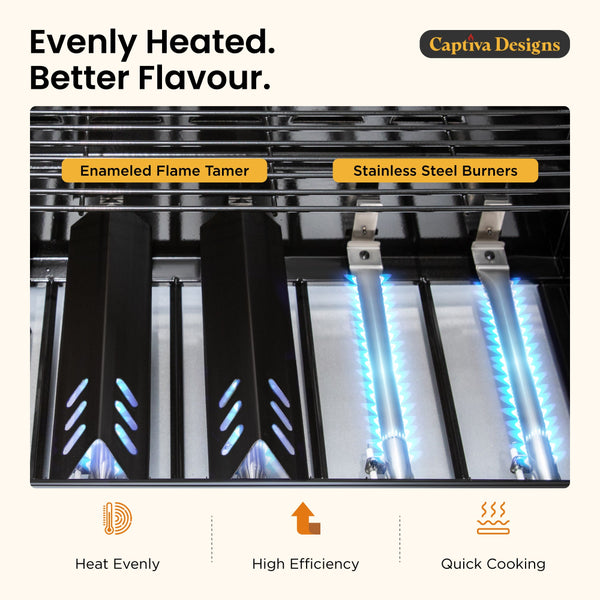 6-Burner Gas BBQ Patio Grill with Griddle and Side Burner 42,000 BTU-Captiva Designs