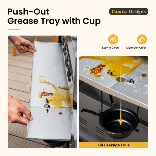 6-Burner Gas BBQ Patio Grill with Griddle and Side Burner 42,000 BTU-Captiva Designs