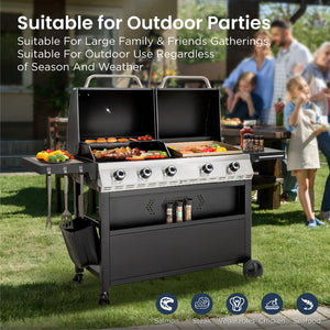 Gas Grill and Griddle Combo Large-size for Outdoor-Captiva Designs