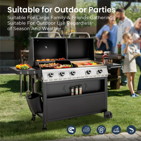 Gas Grill and Griddle Combo Large-size for Outdoor-Captiva Designs