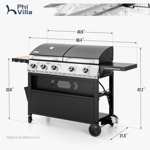 Gas Grill and Griddle Combo Large-size for Outdoor-Captiva Designs