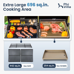 Gas Grill and Griddle Combo Large-size for Outdoor-Captiva Designs