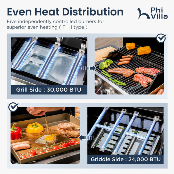 Gas Grill and Griddle Combo Large-size for Outdoor-Captiva Designs