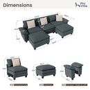 Chenille Living Room Sofa Couch Cloud-like Modular Sectional with Ottoman