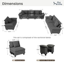 Living Room Sofa Corduroy Cloud-like Couch Modular Sectional Large Set