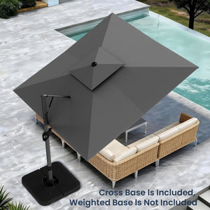 10ft Square Patio Automatic Hydraulic Cantilever Umbrella with Air Vent