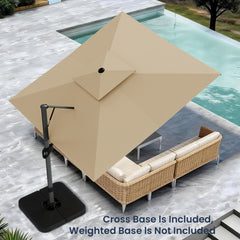 10ft Square Patio Automatic Hydraulic Cantilever Umbrella with Air Vent