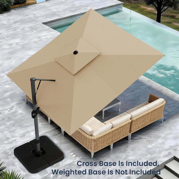 10ft Square Patio Automatic Hydraulic Cantilever Umbrella with Air Vent