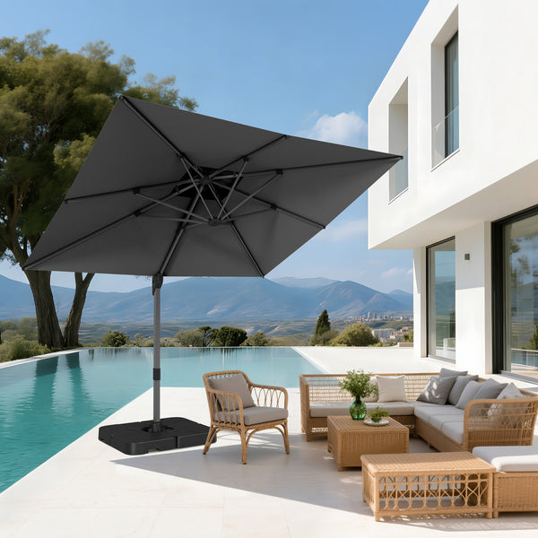 10ft Square Patio Automatic Hydraulic Cantilever Umbrella with Air Vent