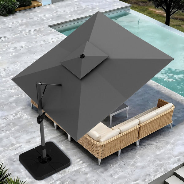 10ft Square Patio Automatic Hydraulic Cantilever Umbrella with Air Vent