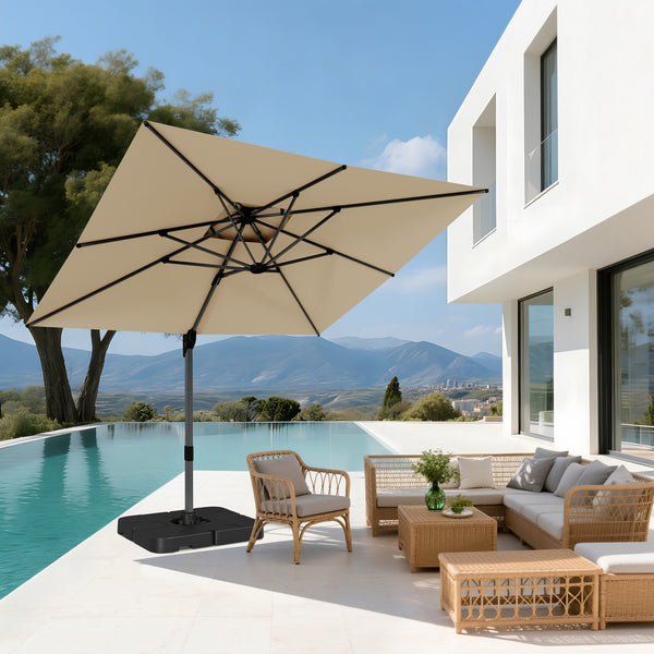 10ft Square Patio Automatic Hydraulic Cantilever Umbrella with Air Ven
