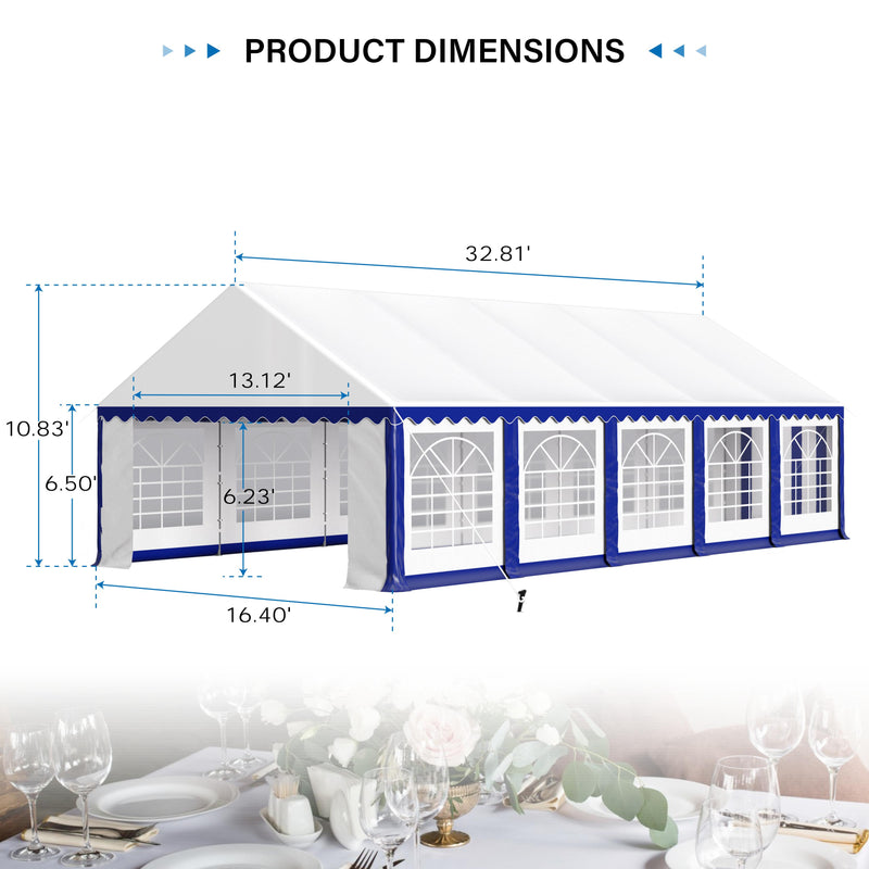 Phi Villa 26'X13' Heavy Duty Party Tent Wedding Event Shelter with Removable Sidewalls