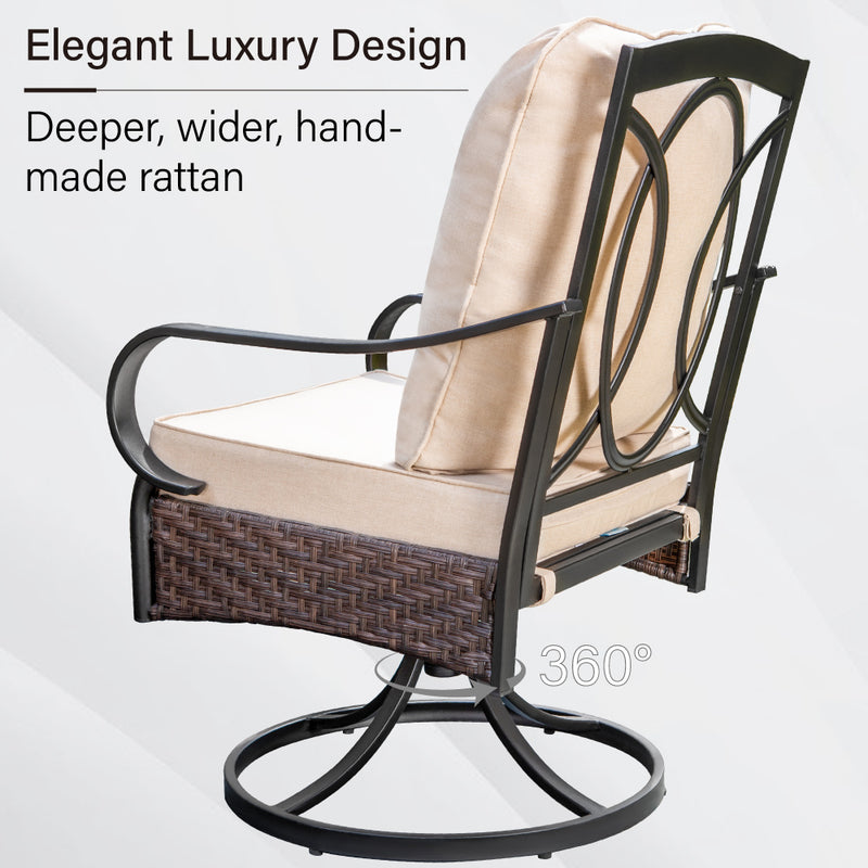 Outdoor Rattan Swivel Dining Chairs for Graden, Balcony PHI VILLA