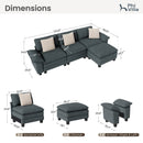 Chenille Living Room Sofa Couch Cloud-like Modular Sectional with Ottoman