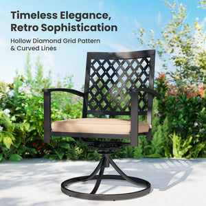 7-Piece Outdoor Patio Dining Set 6 Swivel Chairs and Rectangle Steel Table PHI VILLA