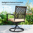 PHI VILLA 7-Piece Outdoor Patio Dining Set With Steel Panel Table and 6 Swivel Chairs