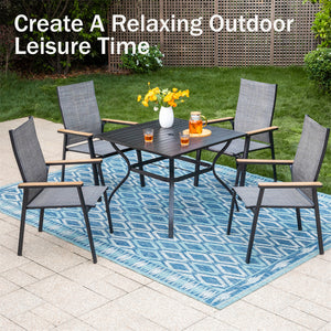 PHI VILLA Outdoor Aluminum Stackable Textilene  Sling Chairs