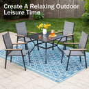 PHI VILLA Outdoor Aluminum Stackable Textilene  Sling Chairs