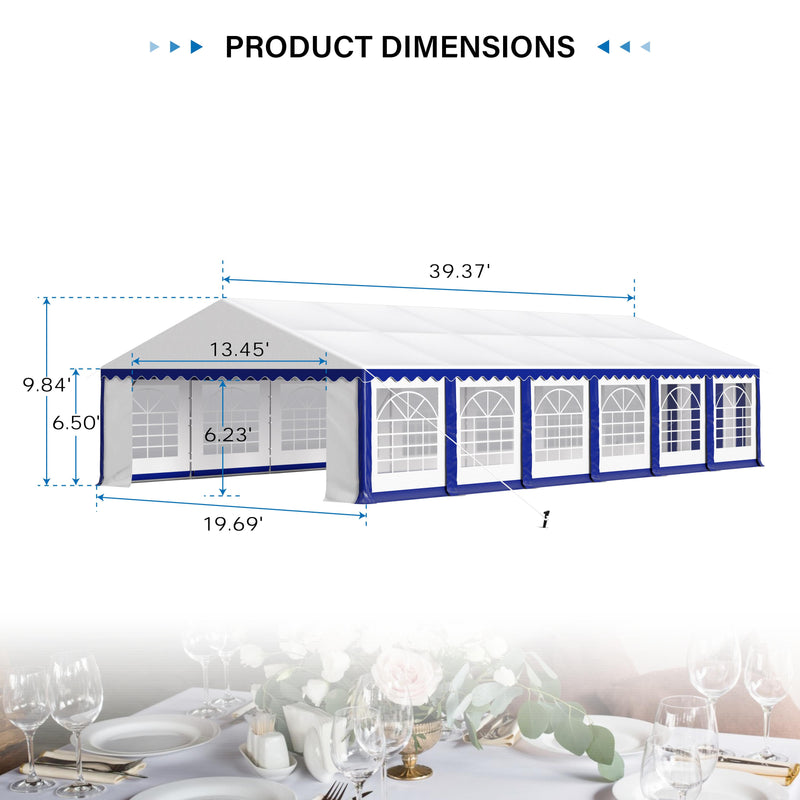 Phi Villa 26'X13' Heavy Duty Party Tent Wedding Event Shelter with Removable Sidewalls