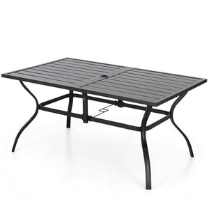 6 seat outdoor patio set with umbrella under 300 Phi Villa 6 Person Outdoor Metal Dining Table with Umbrella Hole
