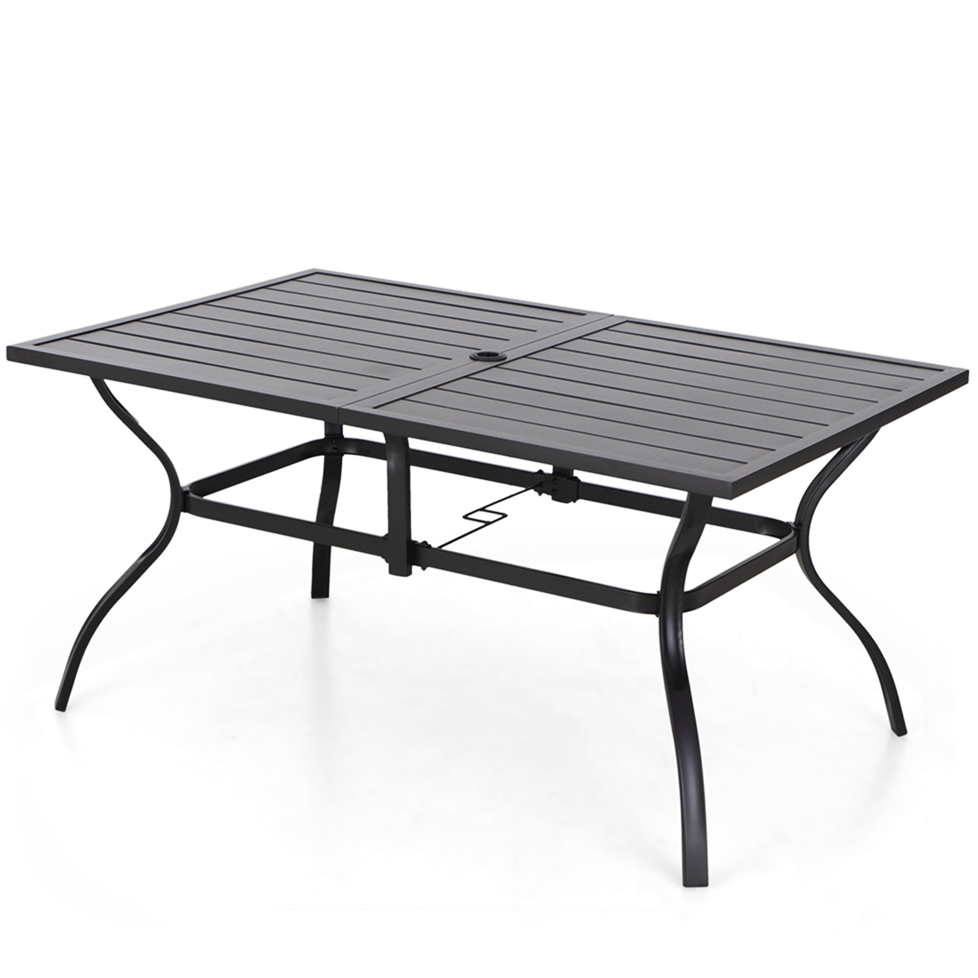 6 person patio dining set with umbrella Phi Villa 6 Person Outdoor Metal Dining Table with Umbrella Hole