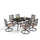 7-Piece Outdoor Patio Dining Set 6 Swivel Chairs and Rectangle Steel Table PHI VILLA