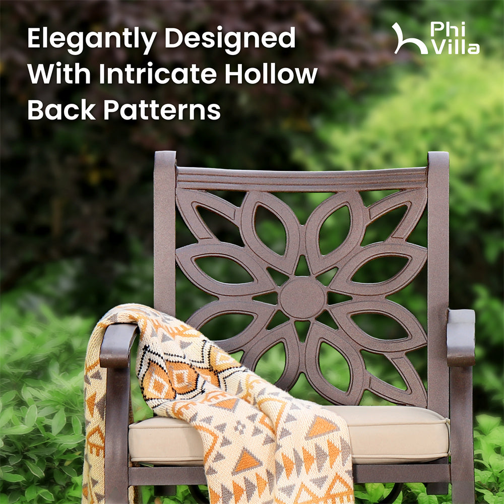 PHI VILLA Cast Aluminum Patio Dining Chairs