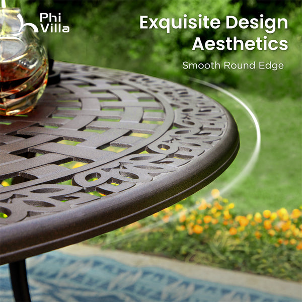 7-Pcs Patio Dining Set of Cast Aluminum Chairs and Round Table-Phi Villa