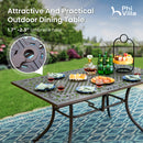 7-Pcs Patio Dining Set of Cast Aluminum Chairs and Rectangle Table-Phi Villa