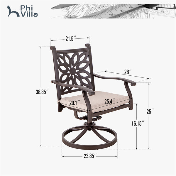 PHI VILLA Cast Aluminum Patio Dining Chairs