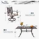 7-Pcs Patio Dining Set of Cast Aluminum Chairs and Rectangle Table-Phi Villa