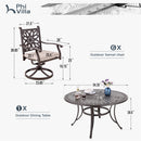7-Pcs Patio Dining Set of Cast Aluminum Chairs and Round Table-Phi Villa
